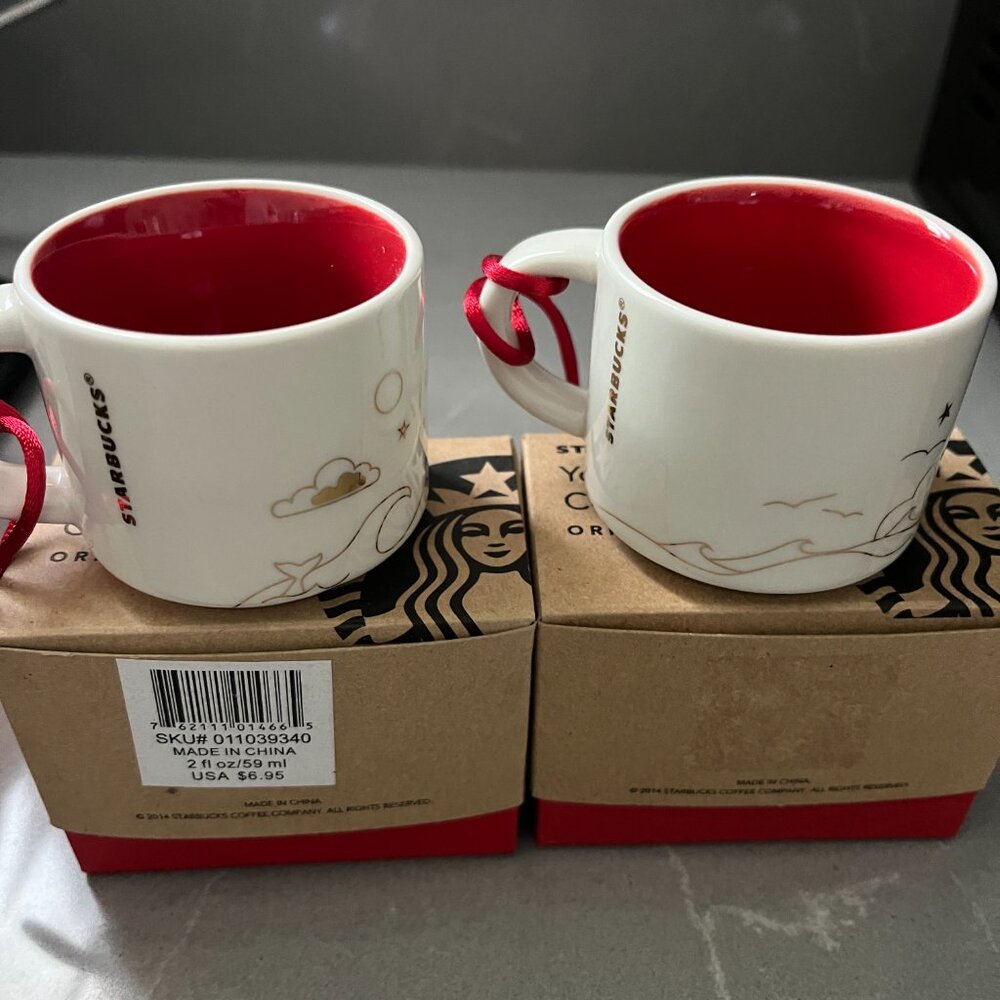 Set of 2 ceramic "You are Here" ornaments & set of 2 demi 3 ounce cups - Picture 10 of 10